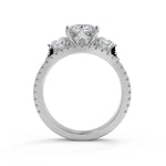 Load image into Gallery viewer, Anahi 3 Stone French Pave Cushion Cut Diamond Engagement Ring - Nivetta
