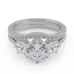 Load image into Gallery viewer, Anahi 3 Stone French Pave Cushion Cut Diamond Engagement Ring - Nivetta
