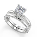 Load image into Gallery viewer, Anaya Milgrain Solitaire Princess Cut Diamond Engagement Ring - Nivetta
