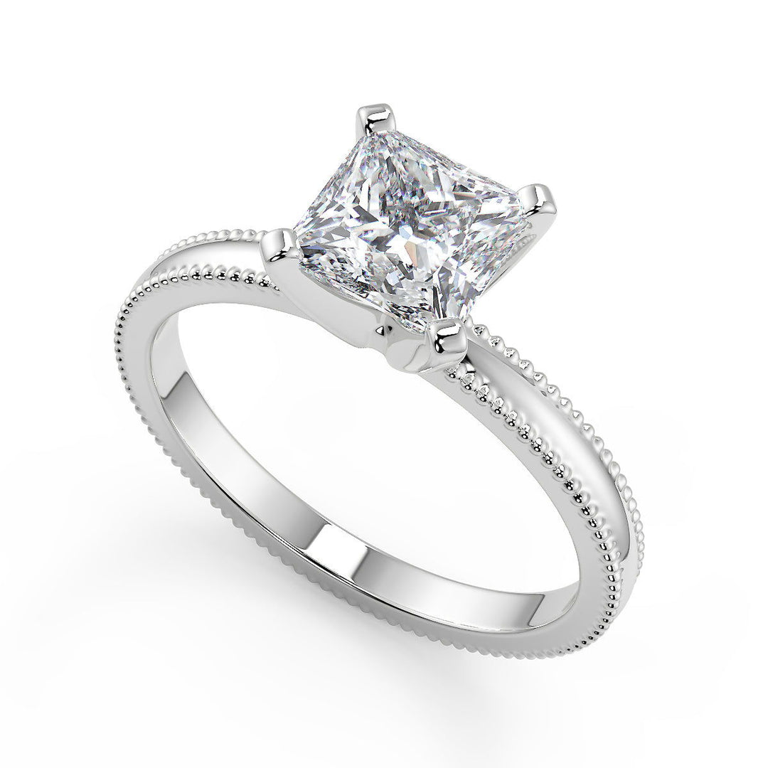 Anaya Milgrain Solitaire Princess Cut Diamond Engagement Ring - Nivetta