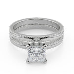 Load image into Gallery viewer, Anaya Milgrain Solitaire Princess Cut Diamond Engagement Ring - Nivetta
