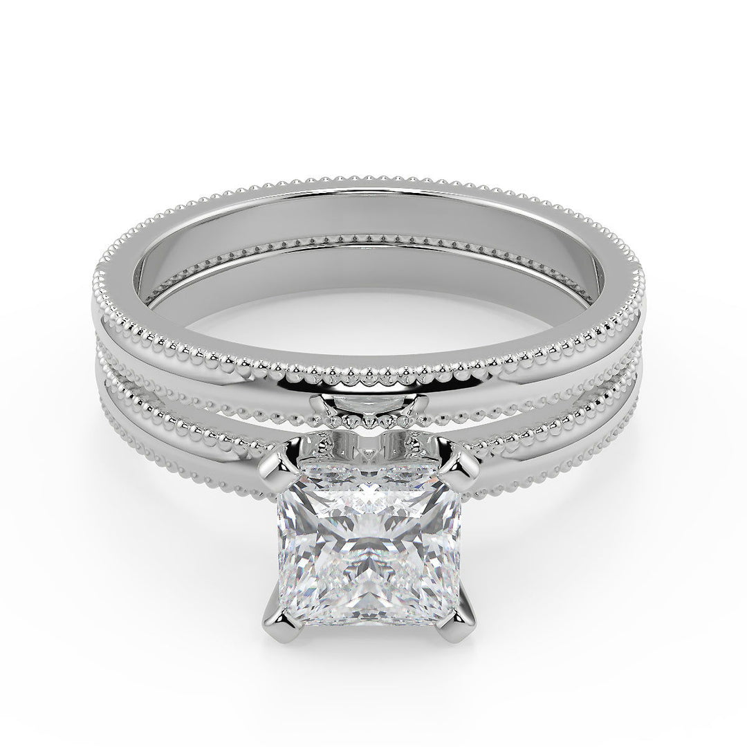 Anaya Milgrain Solitaire Princess Cut Diamond Engagement Ring - Nivetta