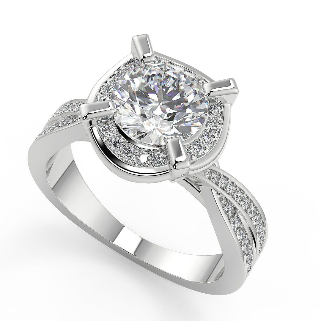 Annabelle Halo Pave 4 Prong Round Cut Diamond Engagement Ring - Nivetta