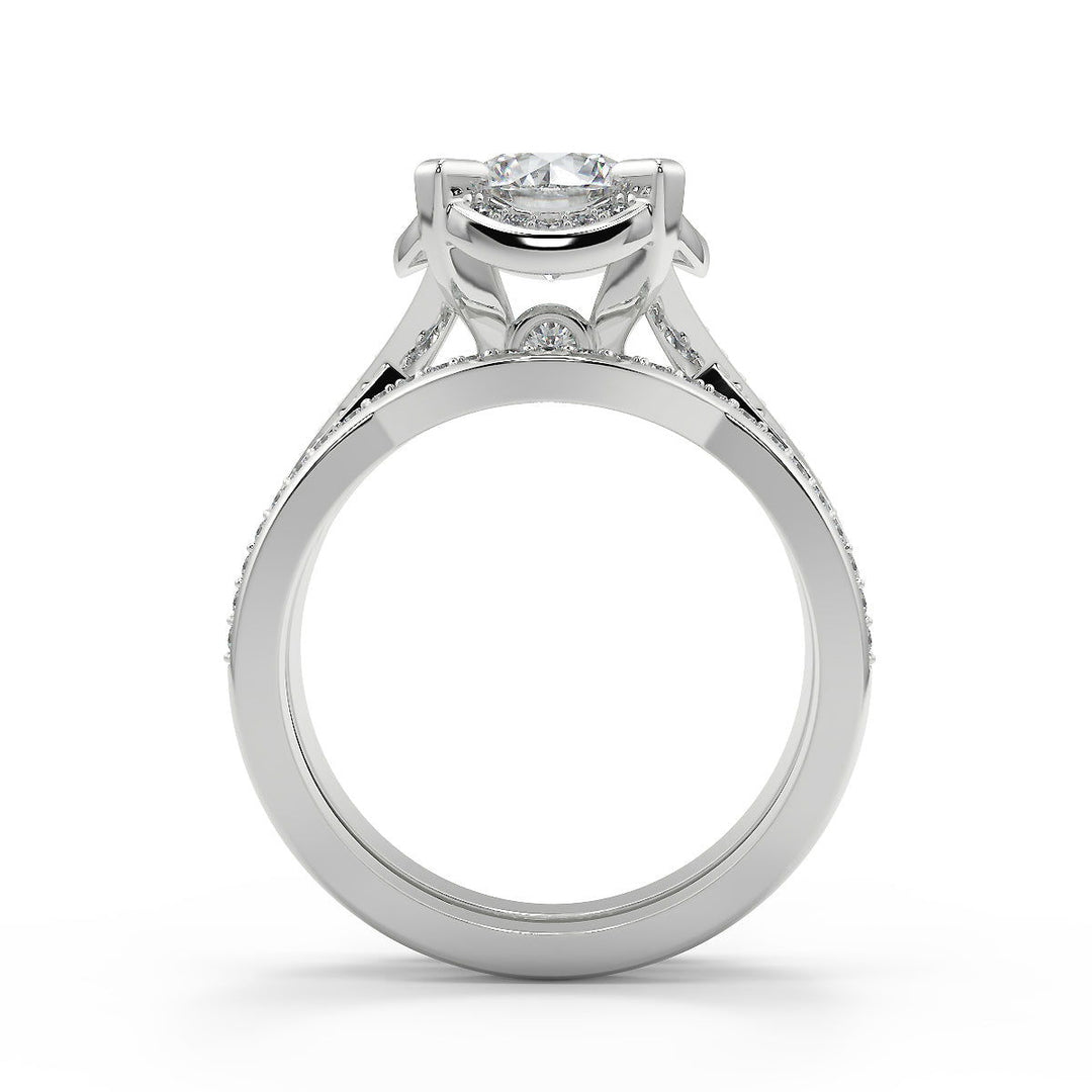 Annabelle Halo Pave 4 Prong Round Cut Diamond Engagement Ring - Nivetta