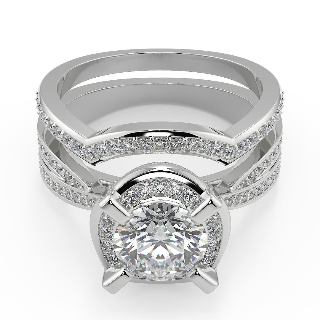 Annabelle Halo Pave 4 Prong Round Cut Diamond Engagement Ring - Nivetta