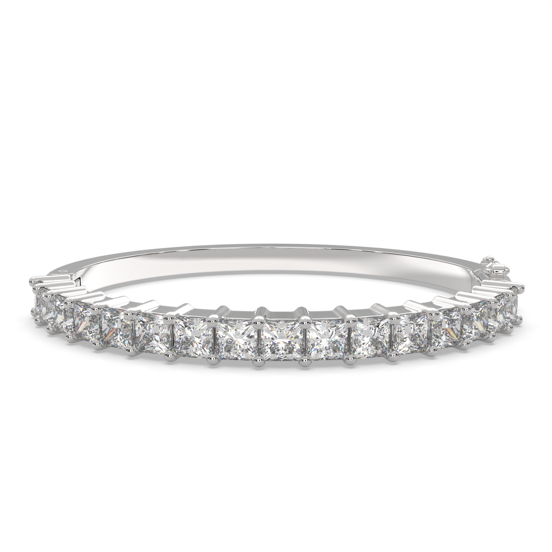 Apollonia Princess Cut Diamond Bangle Bracelet Shared Prong Hinged (8 ctw) - Nivetta