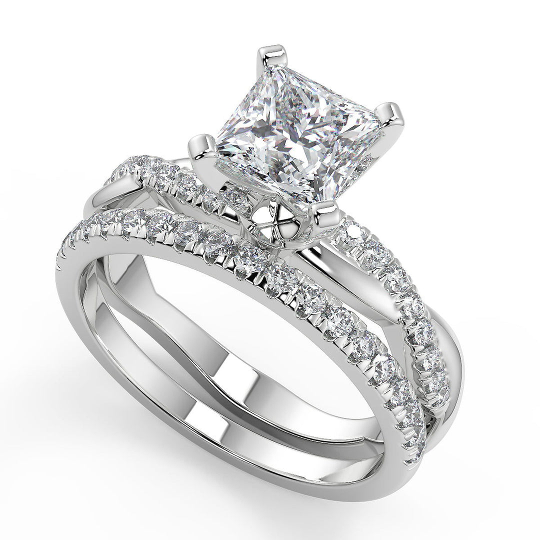 Arabella Petite twist Pave Princess Cut Diamond Engagement Ring - Nivetta