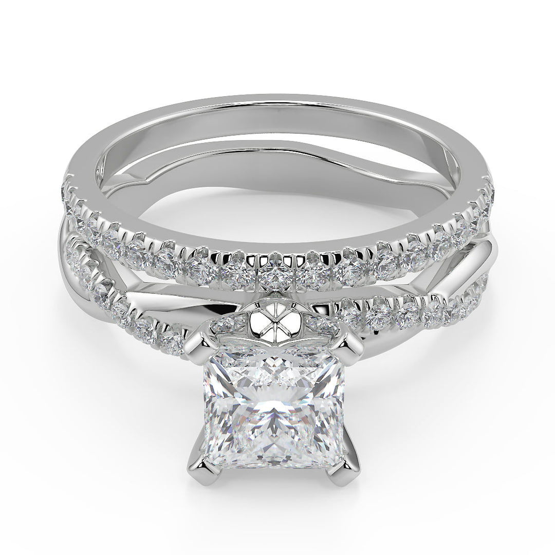 Arabella Petite twist Pave Princess Cut Diamond Engagement Ring - Nivetta