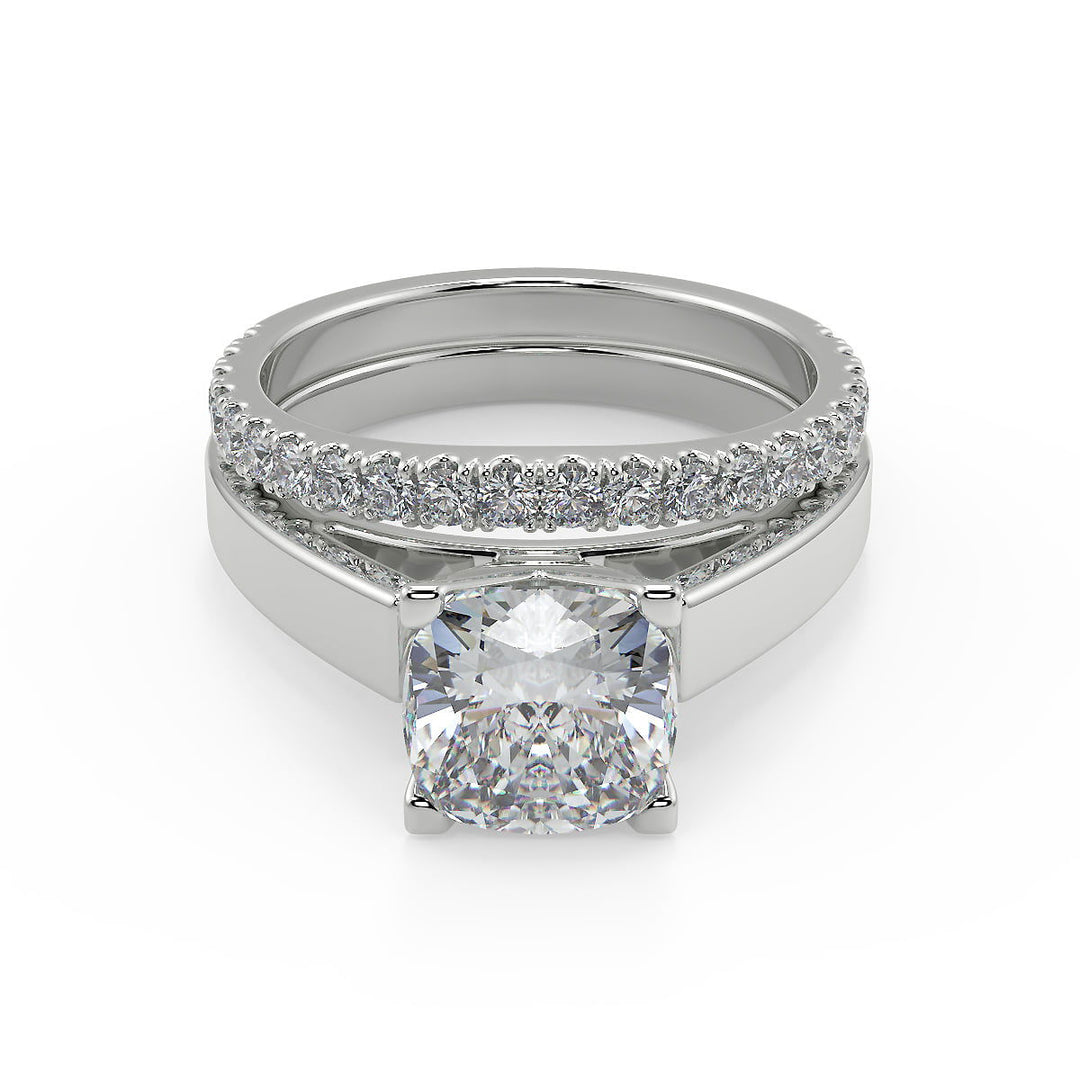 Areli Cathedral Solitaire Cushion Cut Diamond Engagement Ring - Nivetta
