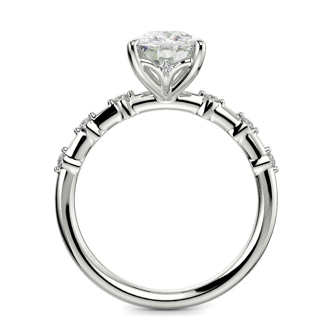 Ariana Cushion Cut Pave 4 Prong Petite Engagement Ring Setting - Nivetta