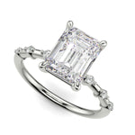 Load image into Gallery viewer, Ariana Emerald Cut Pave 4 Prong Petite Engagement Ring Setting - Nivetta
