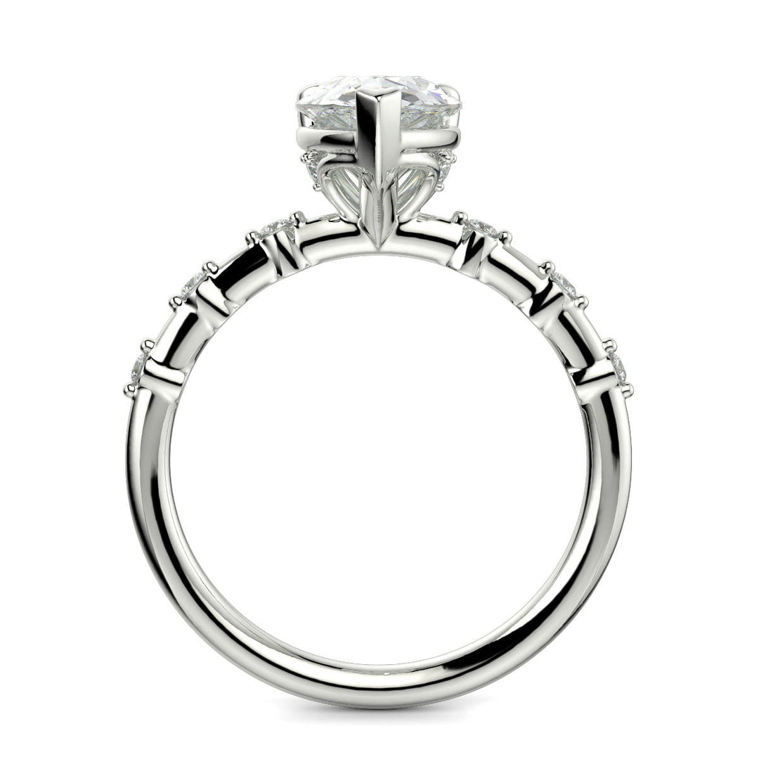 Ariana Pear Cut Pave 4 Prong Petite Engagement Ring Setting - Nivetta