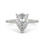 Load image into Gallery viewer, Ariana Pear Cut Pave 4 Prong Petite Engagement Ring Setting - Nivetta
