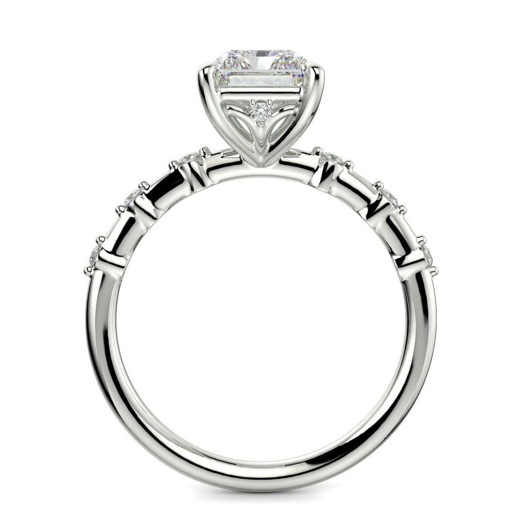 Ariana Radiant Cut Pave 4 Prong Petite Engagement Ring Setting - Nivetta