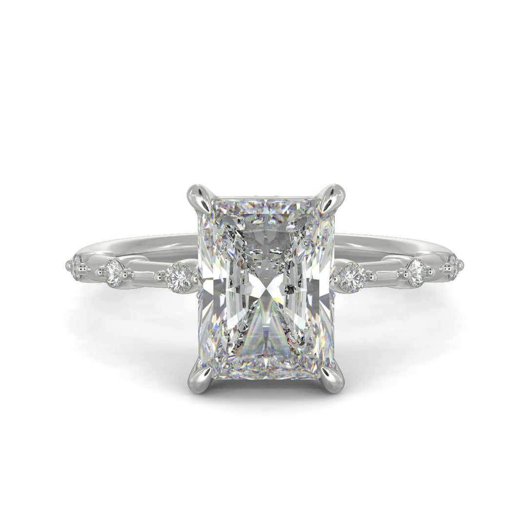 Ariana Radiant Cut Pave 4 Prong Petite Engagement Ring Setting - Nivetta