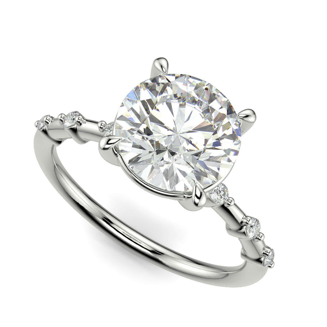 Ariana Round Cut Pave 4 Prong Petite Engagement Ring Setting - Nivetta