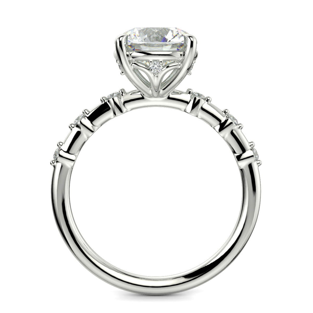 Ariana Round Cut Pave 4 Prong Petite Engagement Ring Setting - Nivetta