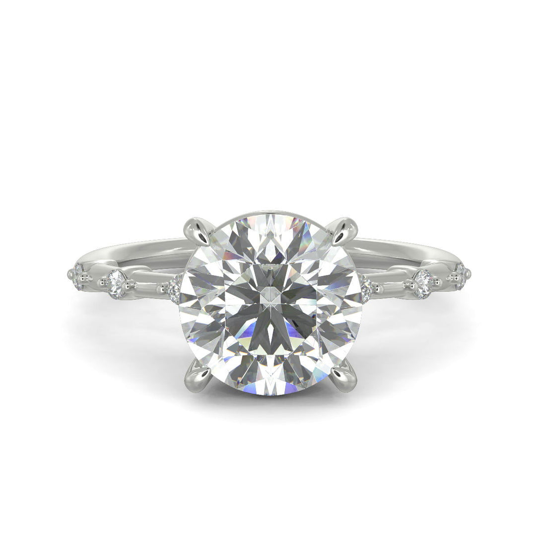 Ariana Round Cut Pave 4 Prong Petite Engagement Ring Setting - Nivetta