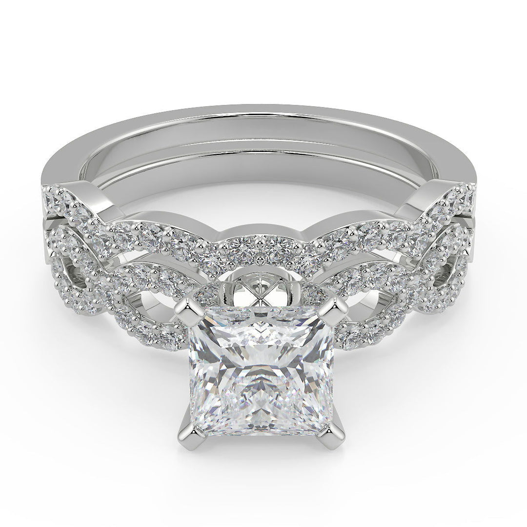 Ashleigh Infinity Pave Princess Cut Diamond Engagement Ring - Nivetta