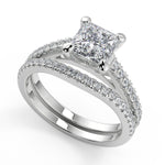 Load image into Gallery viewer, Ashlynn 4 Prong Cathedral Pave Princess Cut Diamond Engagement Ring - Nivetta
