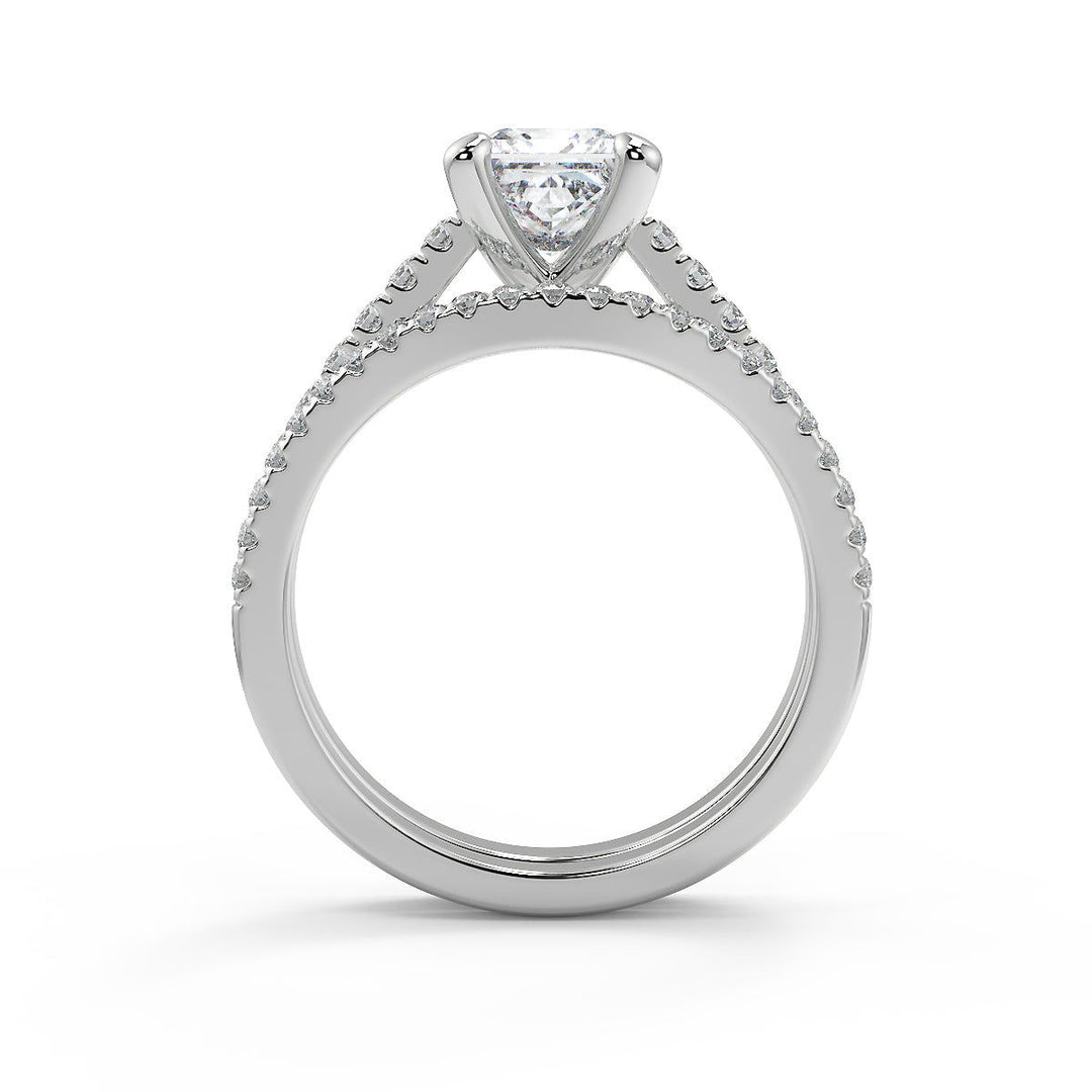 Ashlynn 4 Prong Cathedral Pave Princess Cut Diamond Engagement Ring - Nivetta