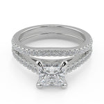 Load image into Gallery viewer, Ashlynn 4 Prong Cathedral Pave Princess Cut Diamond Engagement Ring - Nivetta
