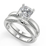 Load image into Gallery viewer, Ashtyn Milgrain 4 Prong Cushion Cut Diamond Engagement Ring - Nivetta
