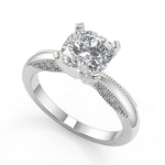 Load image into Gallery viewer, Ashtyn Milgrain 4 Prong Cushion Cut Diamond Engagement Ring - Nivetta
