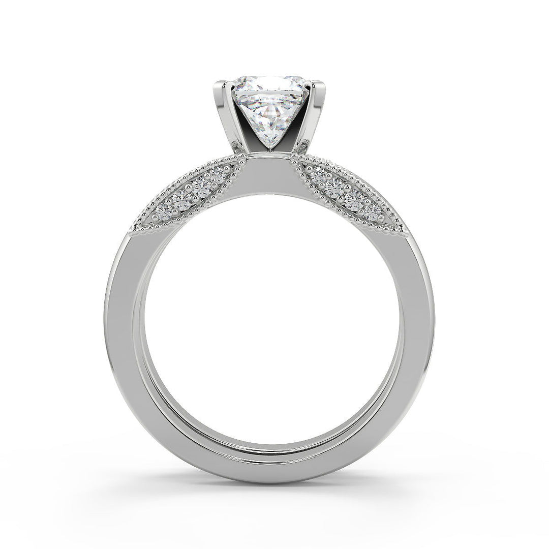 Ashtyn Milgrain 4 Prong Cushion Cut Diamond Engagement Ring - Nivetta