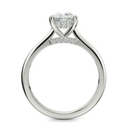 Aurora Cushion Cut Pave Hidden Halo 4 Prong Cathedral Engagement Ring Setting - Nivetta