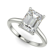 Aurora Emerald Cut Pave Hidden Halo 4 Prong-Cathedral Engagement Ring Setting - Nivetta