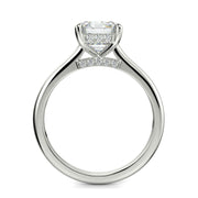 Aurora Emerald Cut Pave Hidden Halo 4 Prong-Cathedral Engagement Ring Setting - Nivetta