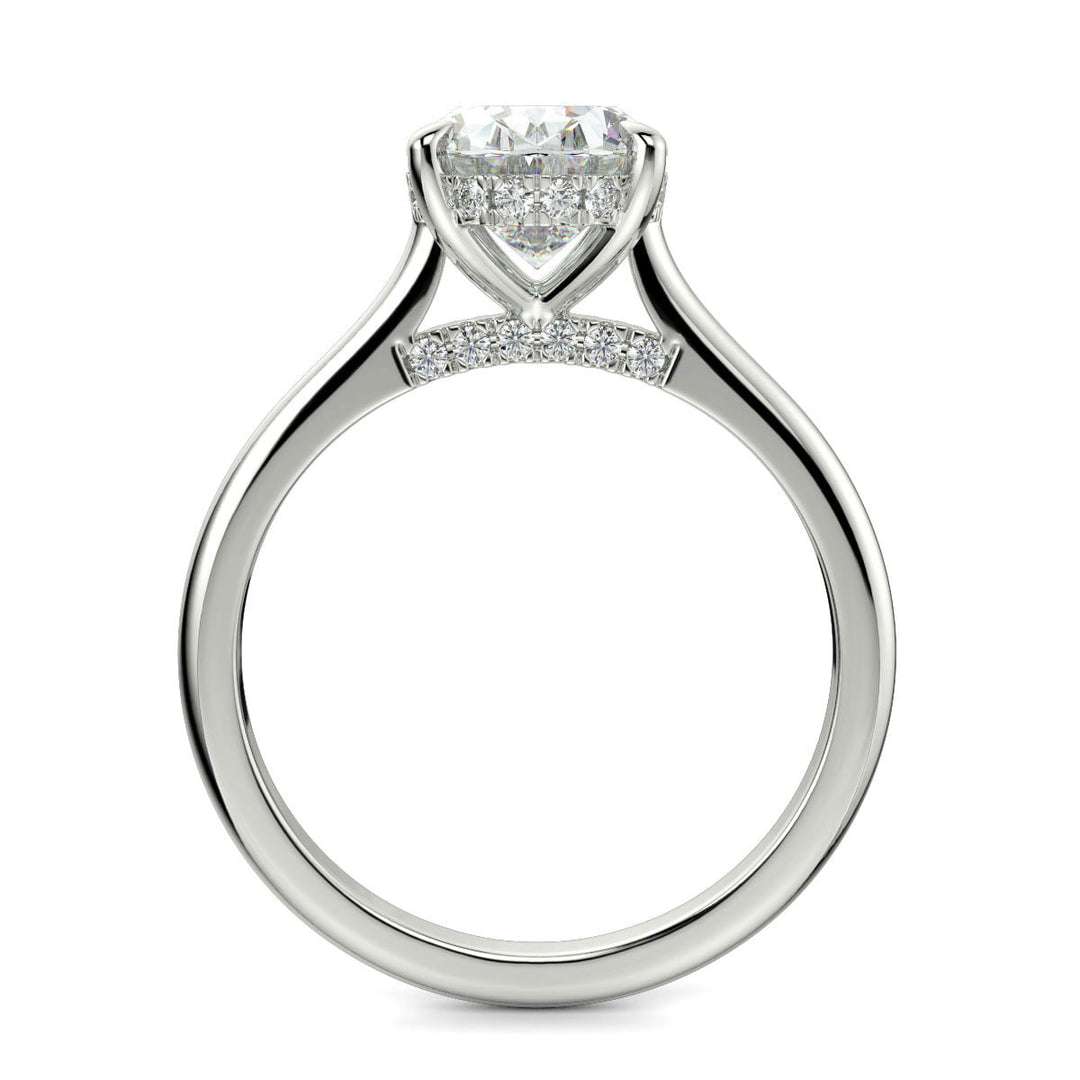 Aurora Oval Cut Pave Halo 4 Prong Cathedral Engagement Ring - Nivetta