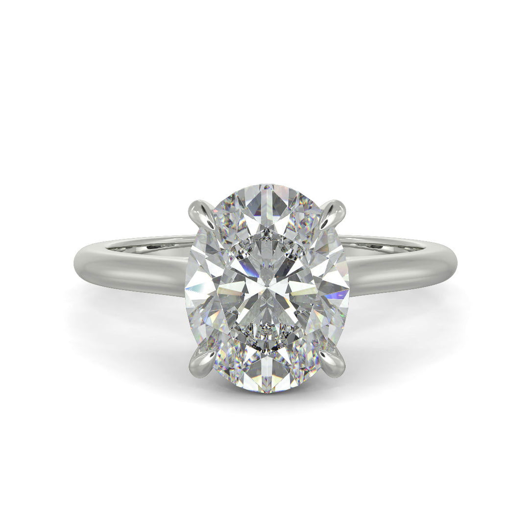 Aurora Oval Cut Pave Halo 4 Prong Cathedral Engagement Ring - Nivetta