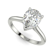 Aurora Pear Cut Pave Hidden Halo 4 Prong Cathedral Engagement Ring Setting - Nivetta