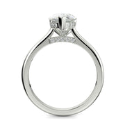 Aurora Pear Cut Pave Hidden Halo 4 Prong Cathedral Engagement Ring Setting - Nivetta
