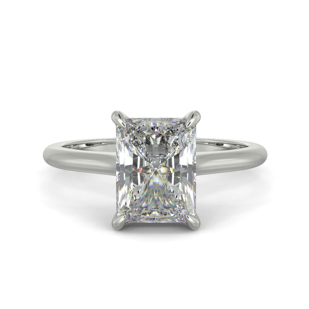 Aurora Radiant Cut Pave Hidden Halo 4 Prong Cathedral Engagement Ring Setting - Nivetta