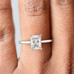 Load image into Gallery viewer, Aurora Radiant Cut Pave Hidden Halo 4 Prong Cathedral Engagement Ring Setting - Nivetta
