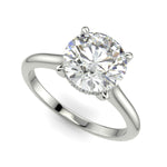 Load image into Gallery viewer, Aurora Round Cut Pave Hidden Halo 4 Prong Cathedral Engagement Ring Setting - Nivetta
