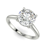 Aurora Round Cut Pave Hidden Halo 4 Prong Cathedral Engagement Ring Setting - Nivetta