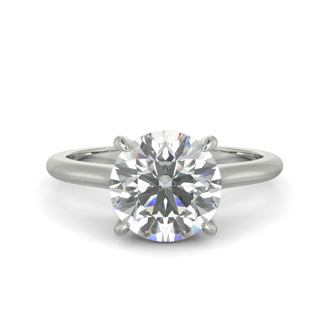 Aurora Round Cut Pave Hidden Halo 4 Prong Cathedral Engagement Ring Setting - Nivetta