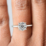Load image into Gallery viewer, Aurora Round Cut Pave Hidden Halo 4 Prong Cathedral Engagement Ring Setting - Nivetta
