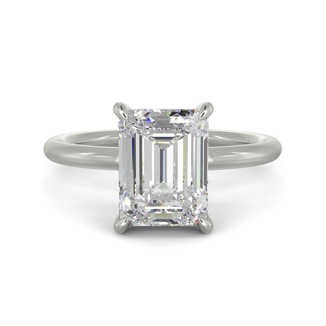 Ava Emerald Cut Pave Hidden Halo 4 Prong Engagement Ring Setting - Nivetta