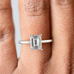 Load image into Gallery viewer, Ava Emerald Cut Pave Hidden Halo 4 Prong Engagement Ring Setting - Nivetta
