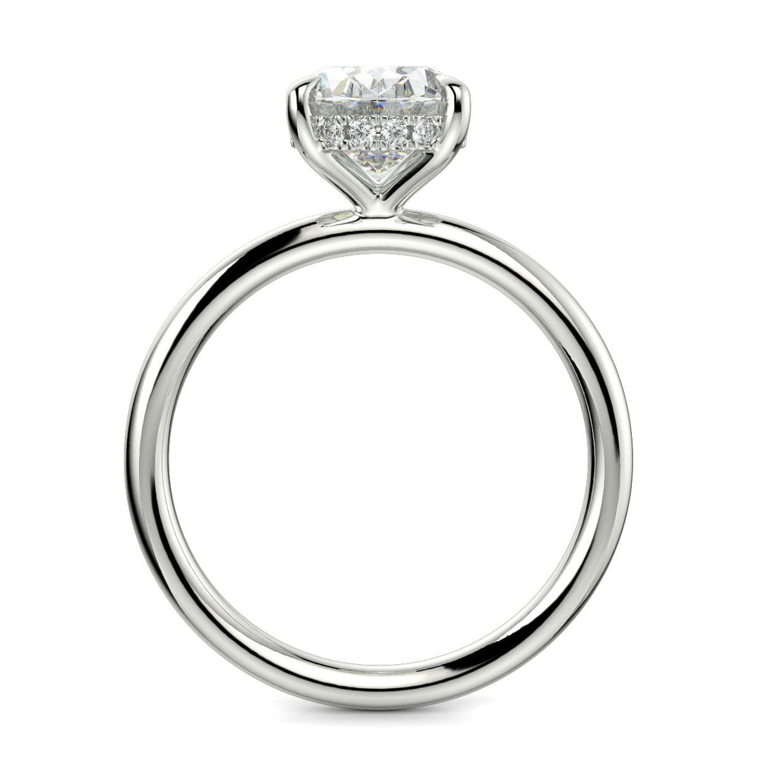 Ava Oval Cut Pave Hidden Halo 4 Prong Engagement Ring Setting - Nivetta