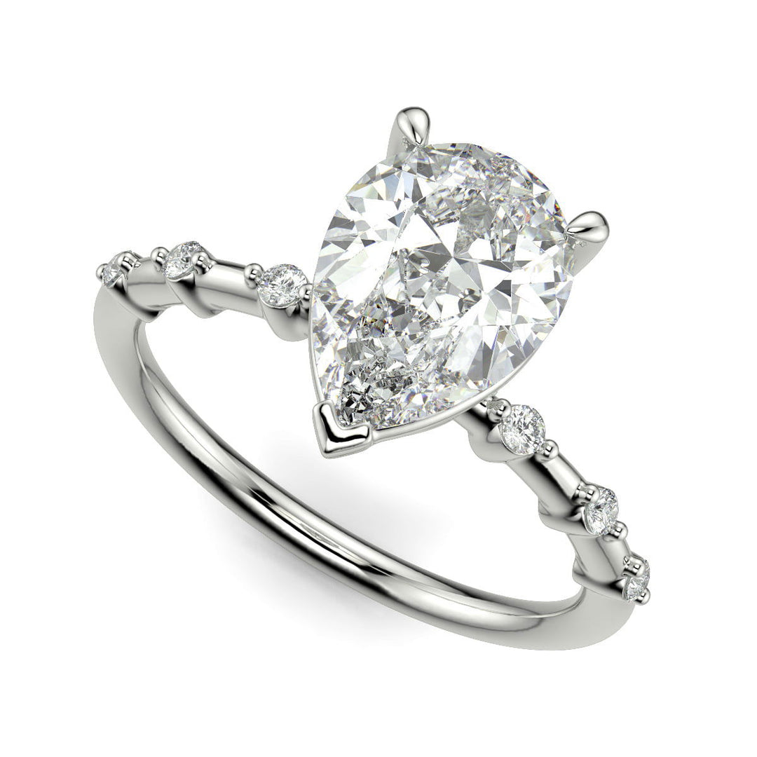 Ava Pear Cut Pave Hidden Halo 4 Prong Engagement Ring Setting - Nivetta