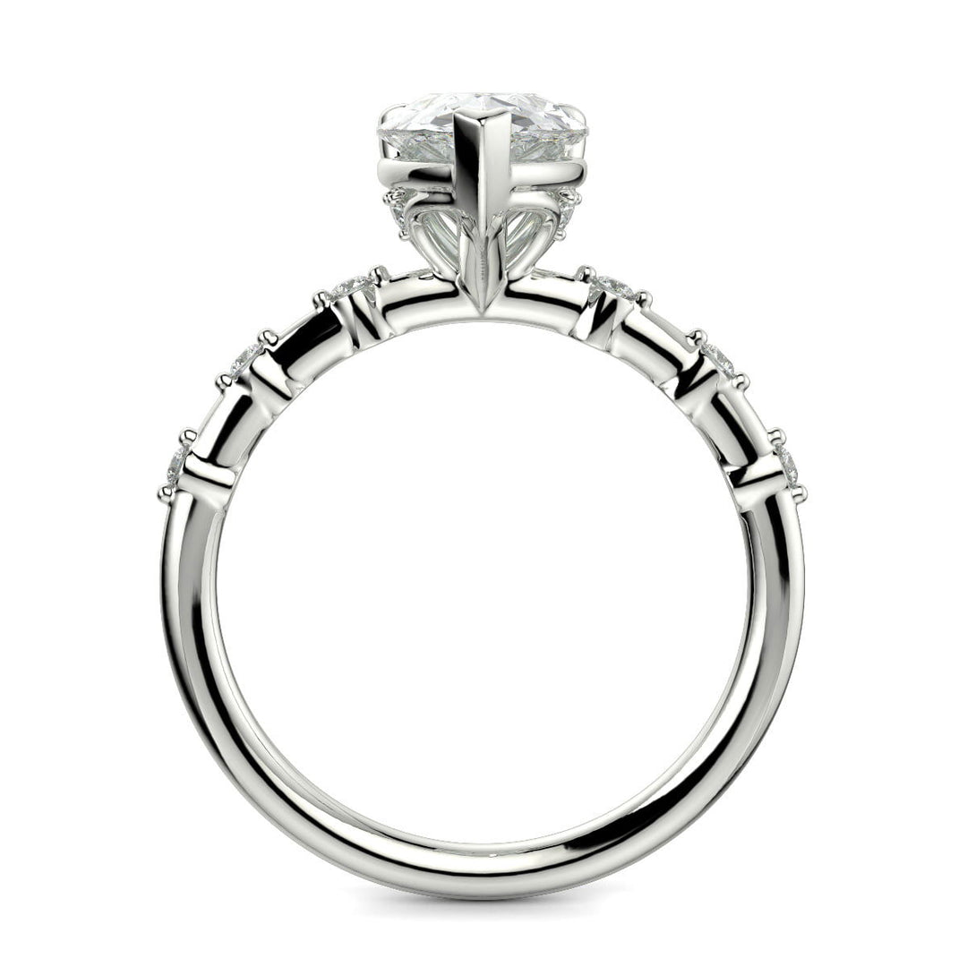 Ava Pear Cut Pave Hidden Halo 4 Prong Engagement Ring Setting - Nivetta