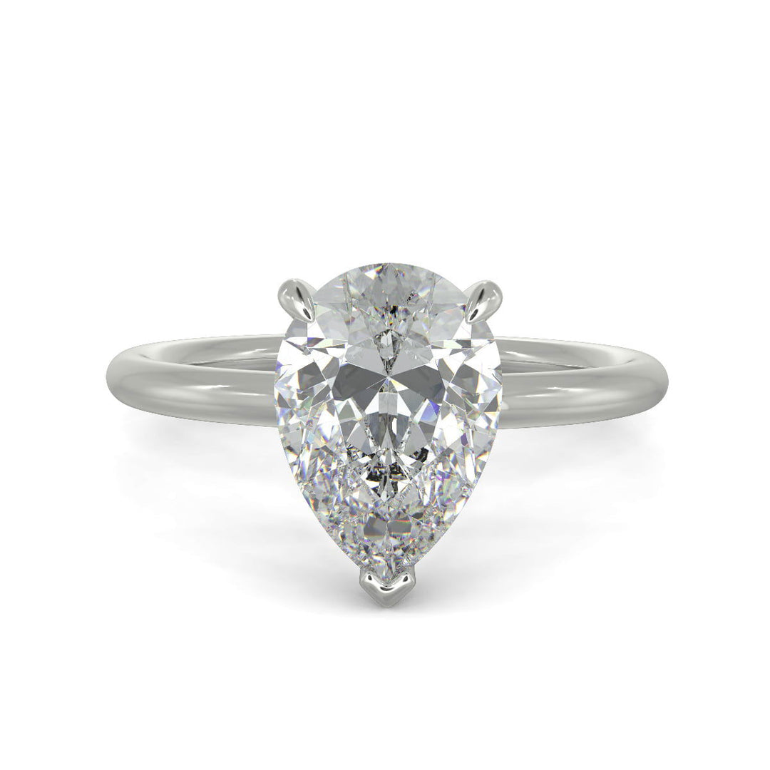 Ava Pear Cut Pave Hidden Halo 4 Prong Engagement Ring Setting - Nivetta