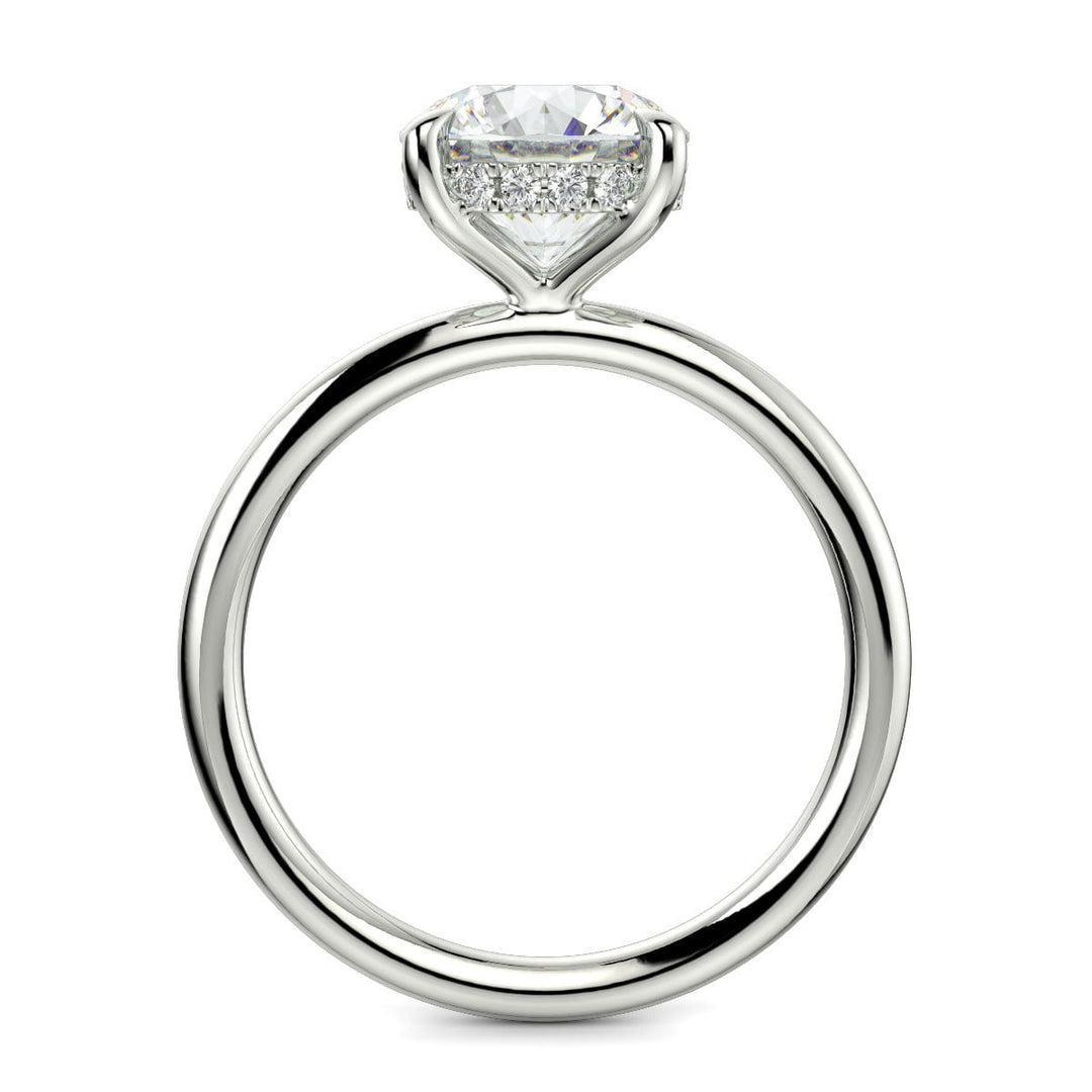 Ava Round Cut Pave Hidden Halo 4 Prong Engagement Ring Setting - Nivetta