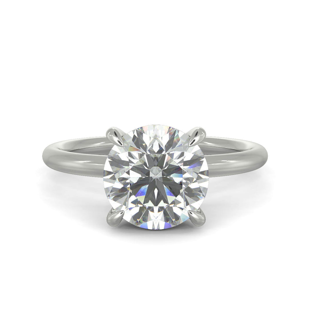 Ava Round Cut Pave Hidden Halo 4 Prong Engagement Ring Setting - Nivetta